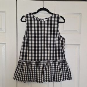 Time and Tru Black and White Checkered Top